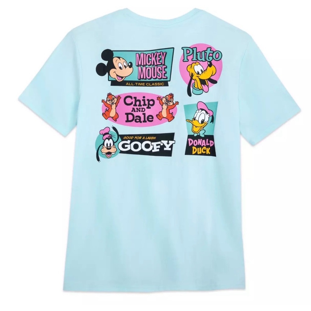 Disney Light Blue Tee Pocket T Shirt with Classic Characters